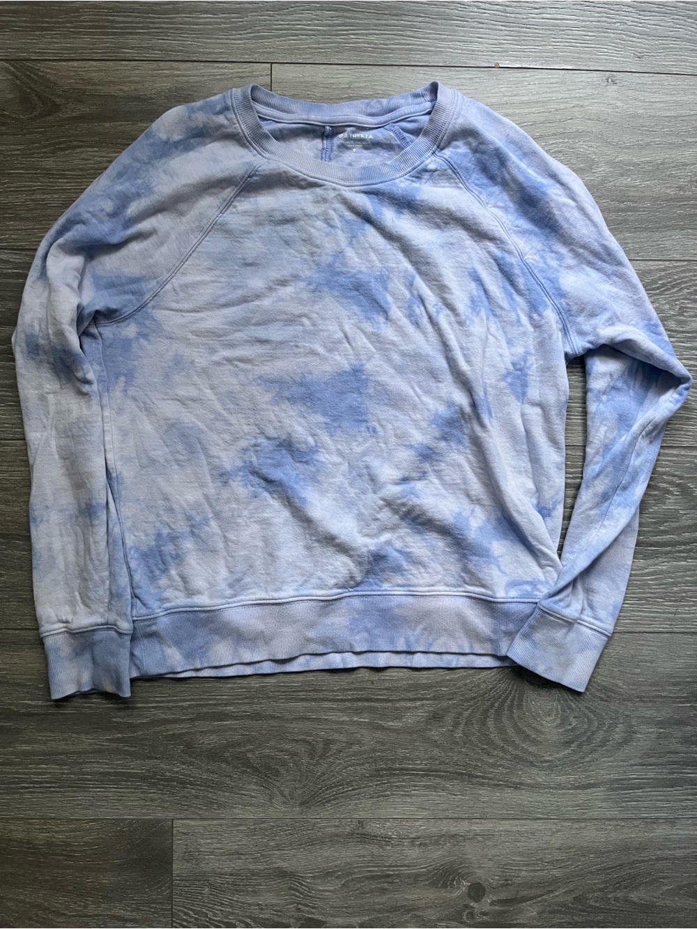 Athleta Blue White Tie Dye Lightweight Crew Neck Sweatshirt Size S Yoga Gym Fall
